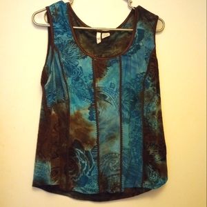 Sami + Jo Brown and Teal Tie Dye Corset Style Top Size XL
